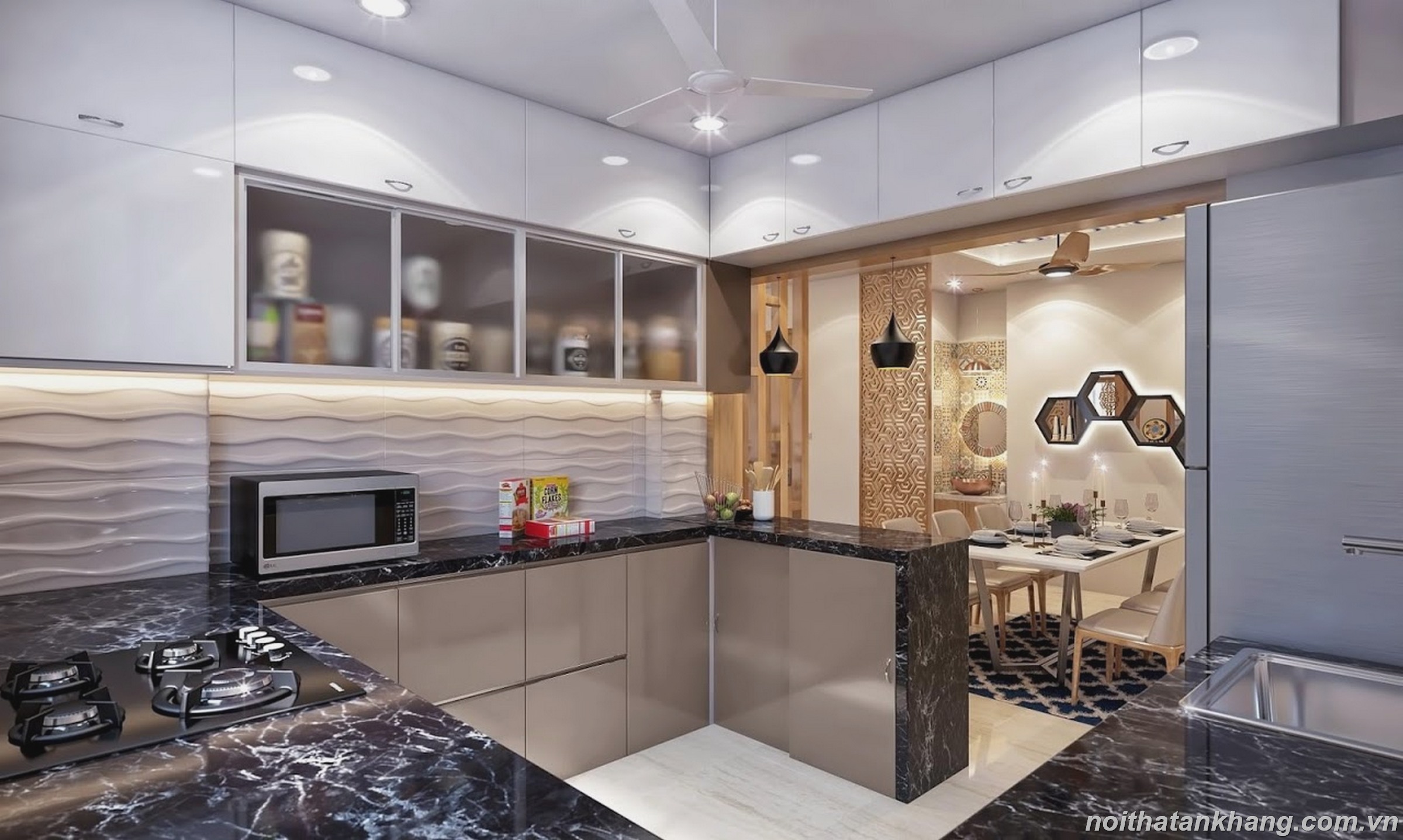 Tủ bếp gỗ Acrylic.