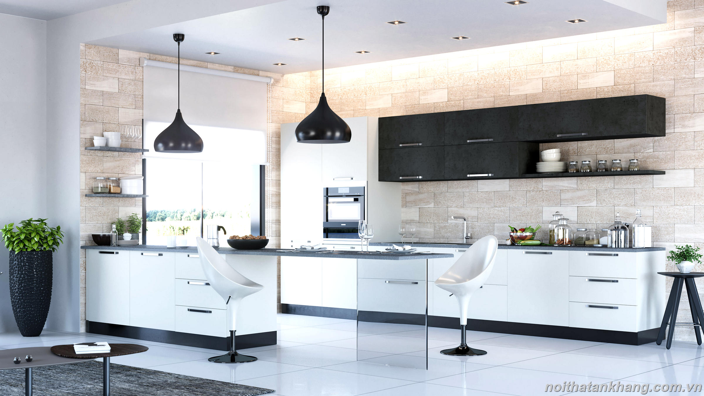 Mẫu tủ bếp gỗ Acrylic