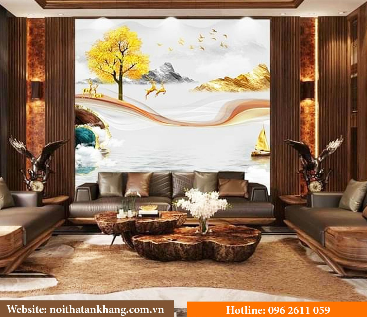 Tranh 3D tráng gương giả đá - Mẫu 14