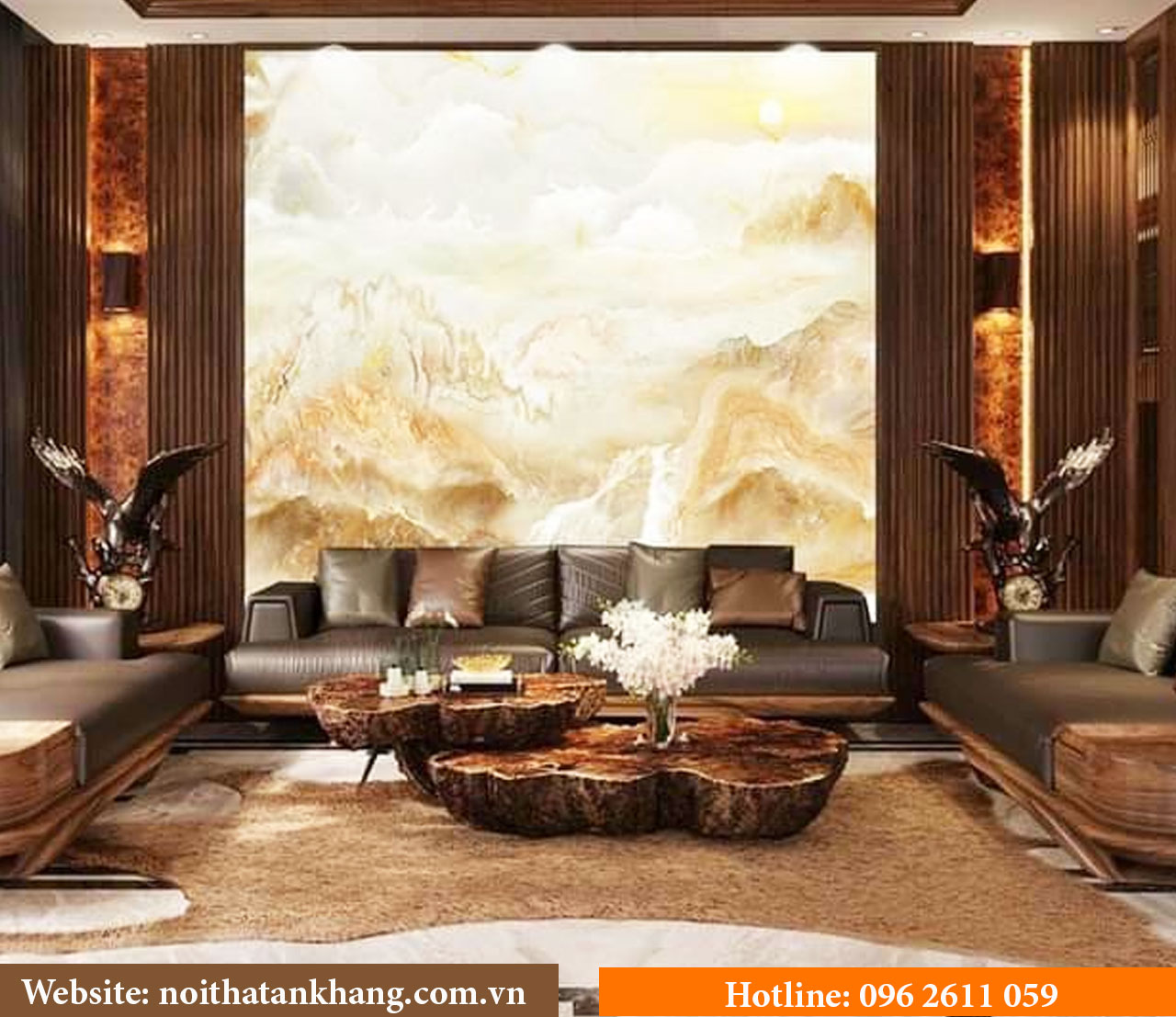 Tranh 3D tráng gương giả đá - Mẫu 17