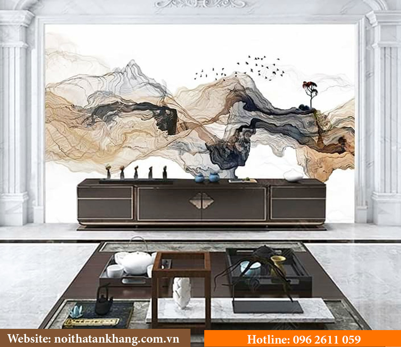 Tranh 3D tráng gương giả đá - Mẫu 4