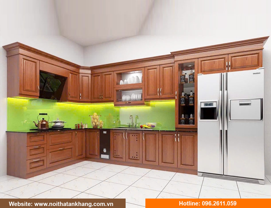 Tủ bếp gỗ tự nhiên - Mẫu 01